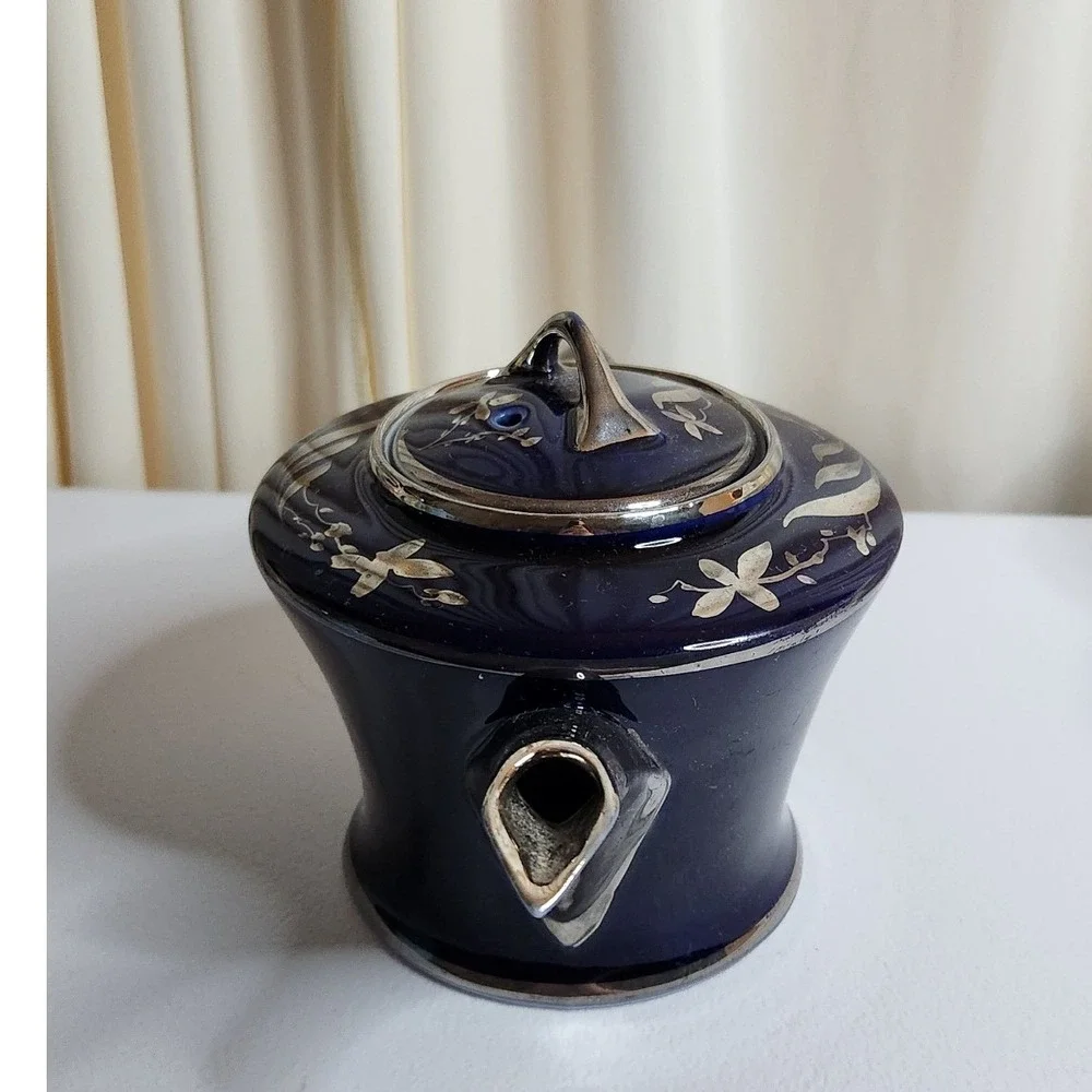 Fraunfeiter Cobalt and Gold Trimmed Teapot